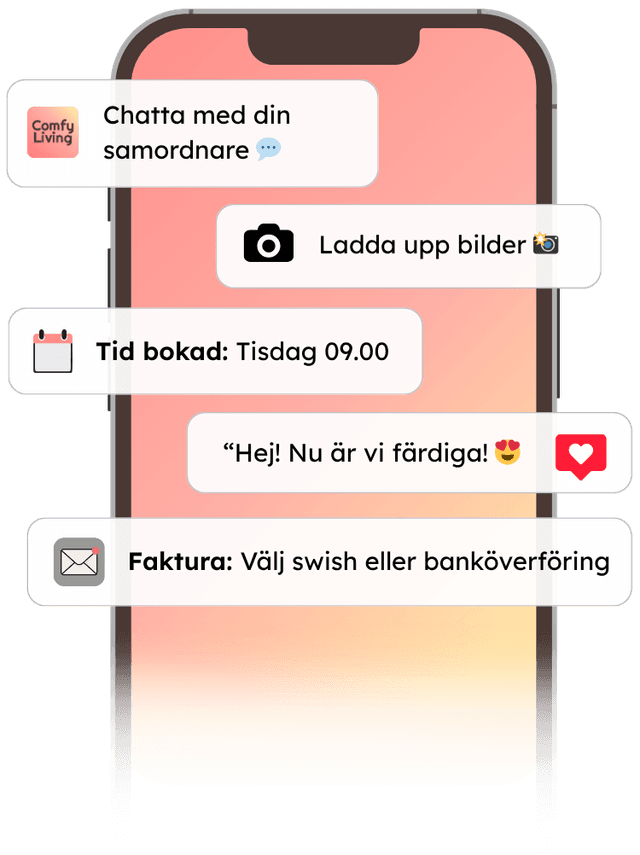 Mitt Comfy – appen för bokningar, push-notiser, chatt och dokument