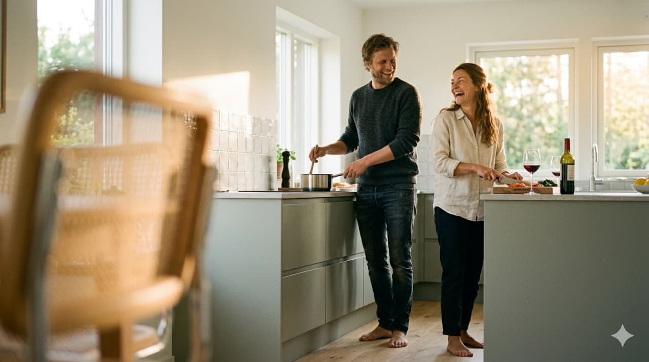 Man som planerar hemrenovering vid datorn