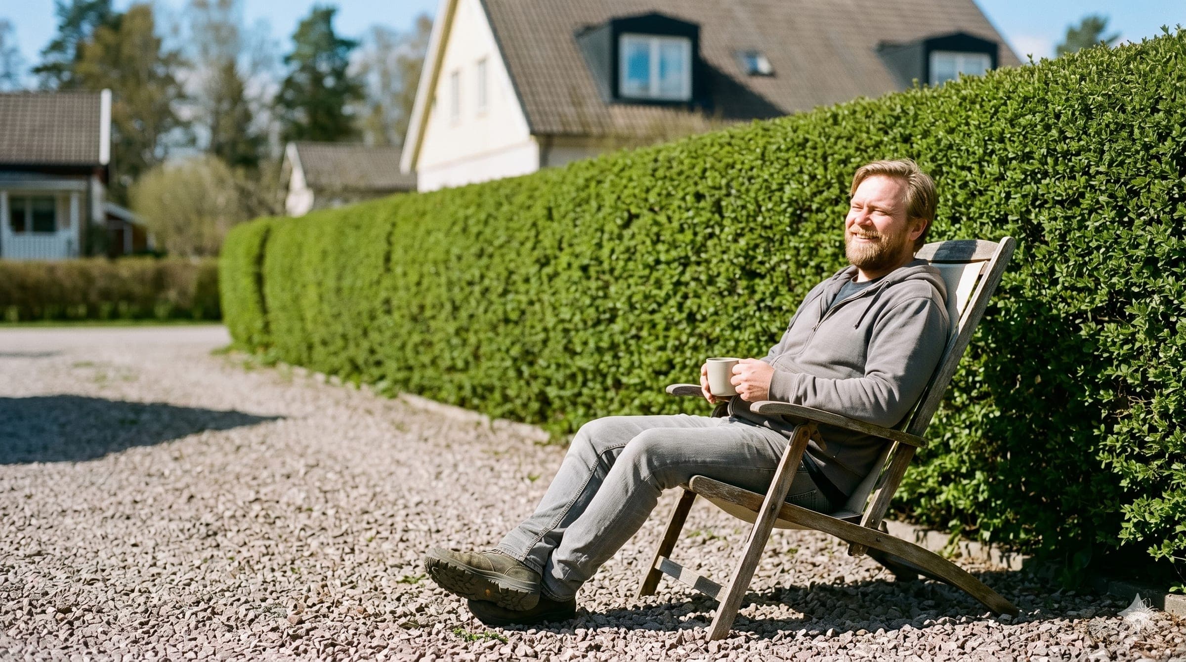 Nöjd kund kopplar av medan vi tar jobbet